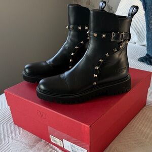 Valentino Black Studded Combat Boots